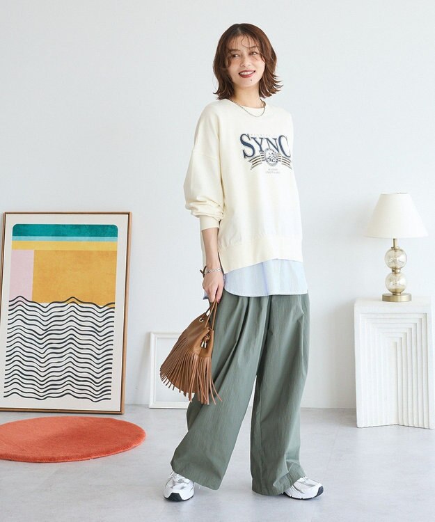 Green Parks アソートカレッジロゴ裏毛プルオーバー Ecru