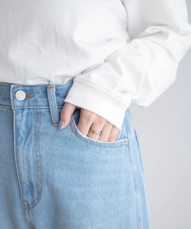 WEGO ルーズストレートデニムパンツ デニム淡色