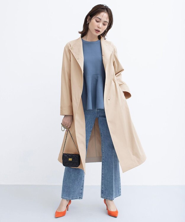 組曲 L 【WEB限定】コットンライクツイル スタンドネックコート ベージュ系