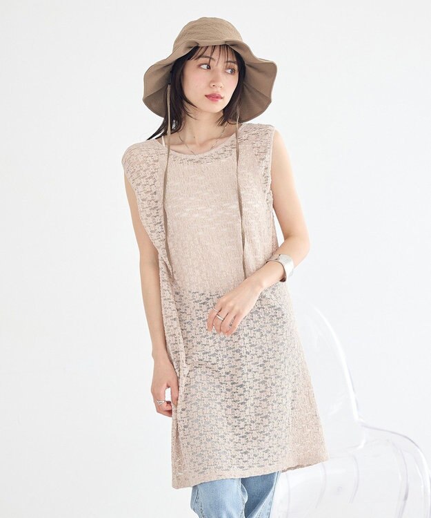 earth music&ecology 【2WAY】レースギャザーワンピース Beige