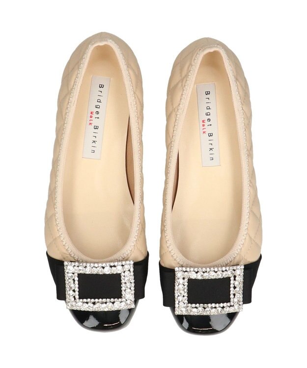 Bridget Birkin ＜3E＞【Bridget Birkin Walk】キルティングビジューリボンウォーキングパンプス ベージュ