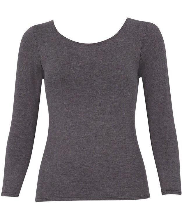 Wing カップ付きインナー あったか素材 ラク きれいなバストシルエット 【シンクロブラトップ】 8分袖 長袖 秋 冬 ET1865 ウイング／ワコール ダークブラウン