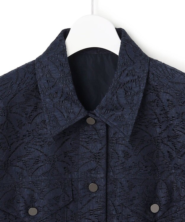 ICB L 【洗える】リーフラッセルレース ジャケット ネイビー系