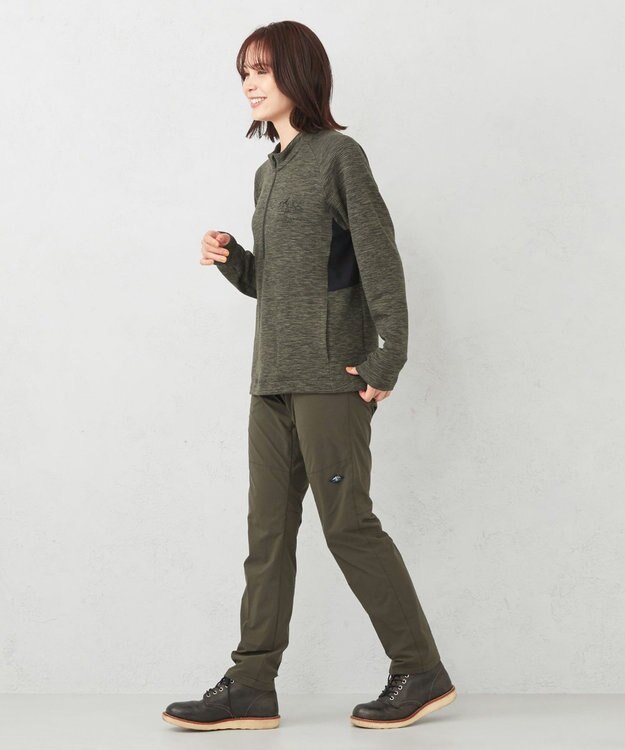 JOSEPH ABBOUD MOUNTAIN 【UNISEX】ランダムスラブリップハーフジップ カーキ系