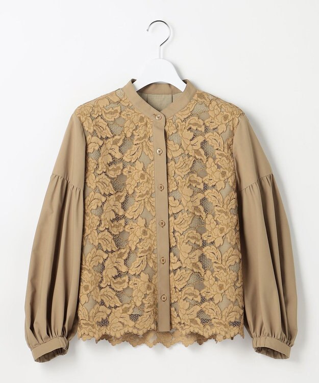 自由区 【SHIHOさん着用】レースブロッキング ブラウス キャメル