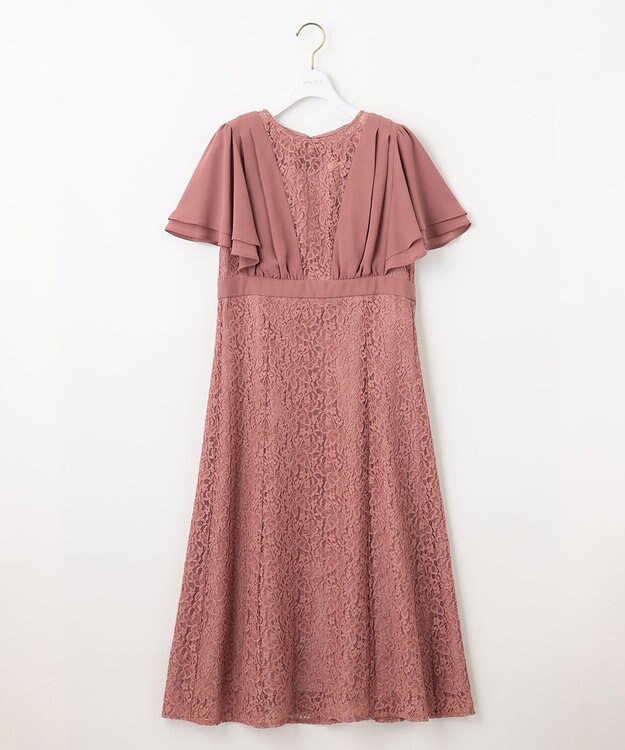 ANY SIS 【Lily Calin】ナローフレアレース ドレス テラコッタピンク