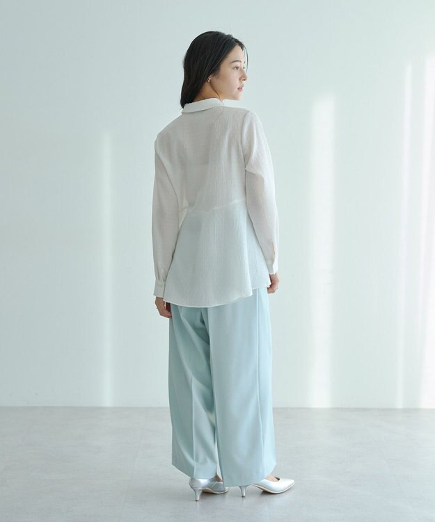 YECCA VECCA パールジャガードペプラムブラウス Off White