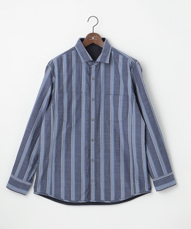 JOSEPH ABBOUD 【キングサイズ・人気！1枚で2通りの着こなし】定番 リバーシブルシャツ ネイビー系