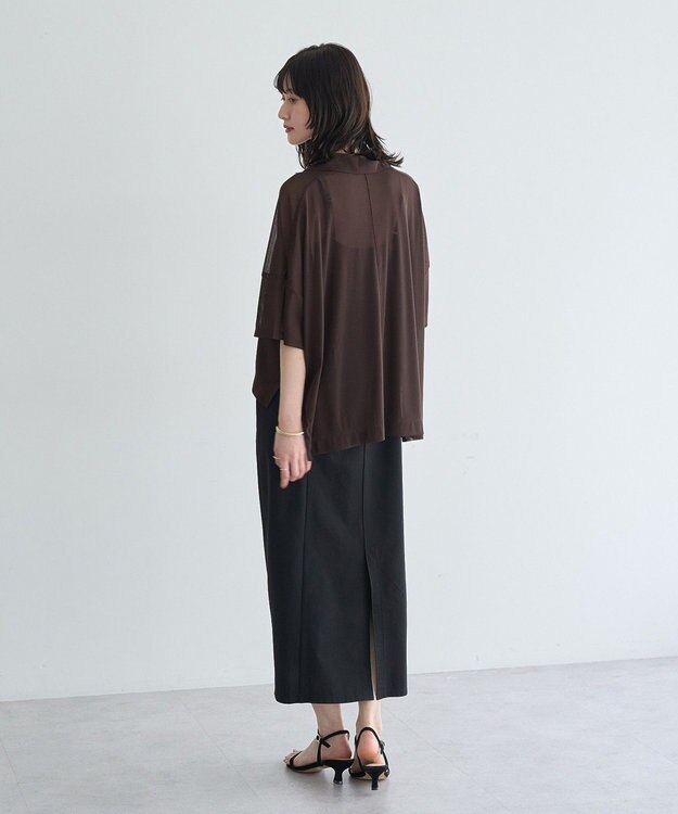 YECCA VECCA 【2点SET】シアーポロシャツ×キャミワンピース Brown