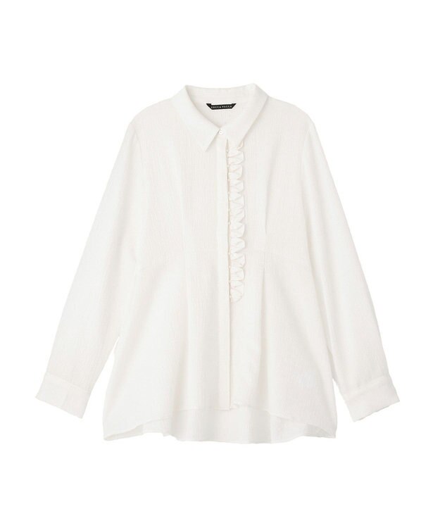 YECCA VECCA パールジャガードペプラムブラウス Off White