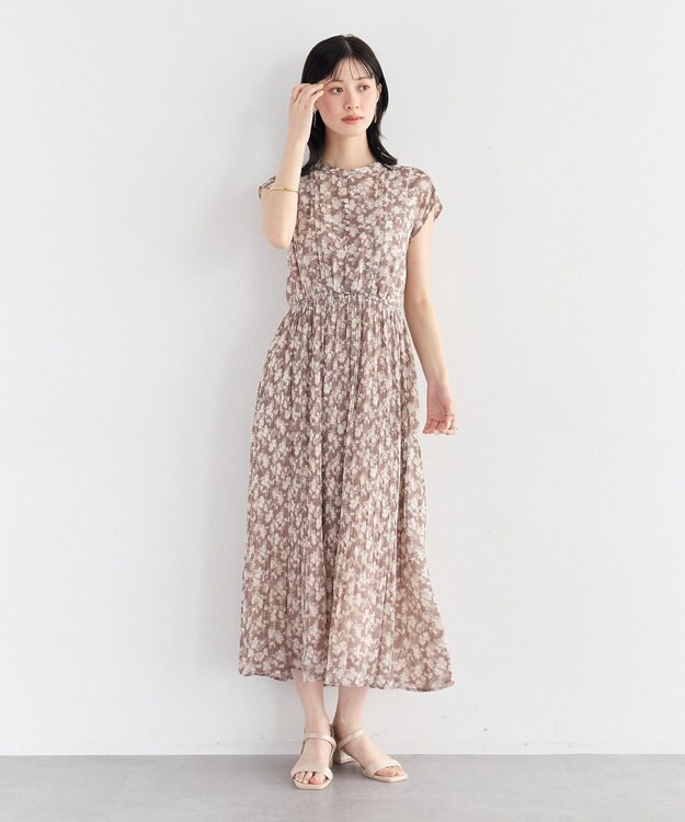 YECCA VECCA 花柄プリーツワンピース Beige