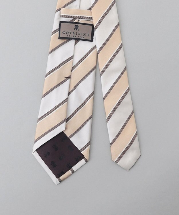 GOTAIRIKU GOTAIRIKU別注【日本製】シルク ネクタイ_ストライプ ベージュ系1