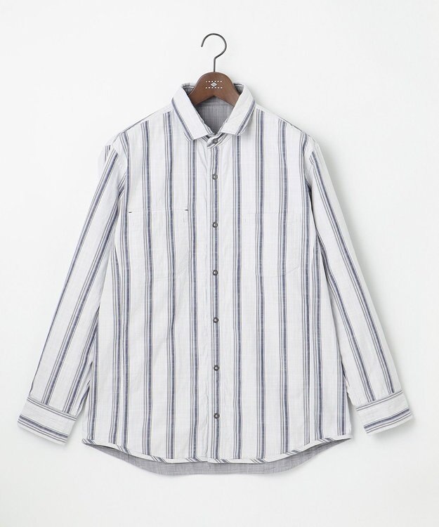 JOSEPH ABBOUD 【キングサイズ・人気！1枚で2通りの着こなし】定番 リバーシブルシャツ ライトグレー系