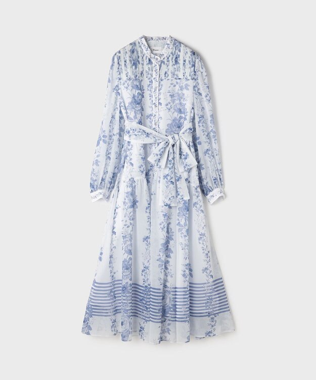 GRACE CONTINENTAL フラワープリントティアードワンピース ホワイト