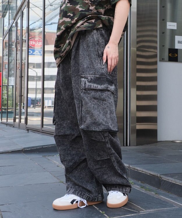 WEGO 【ユニセックス着用ITEM】デニムイージーカーゴパンツ デニムブラックソノタ