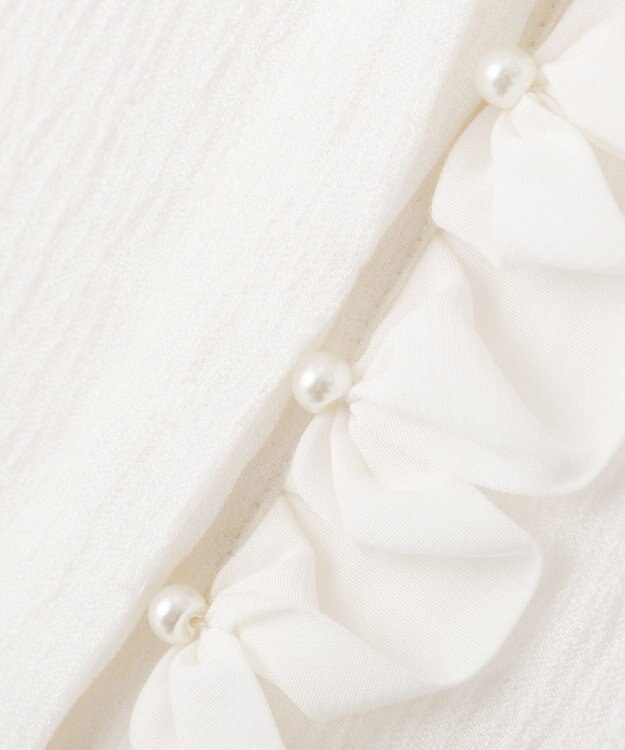 YECCA VECCA パールジャガードペプラムブラウス Off White