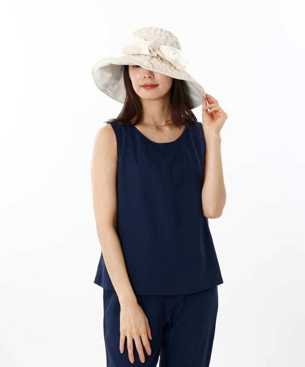 AURORA LANVIN en Bleu （ランバン オン ブルー）ポケッタブルグログランブレードハット ベージュ