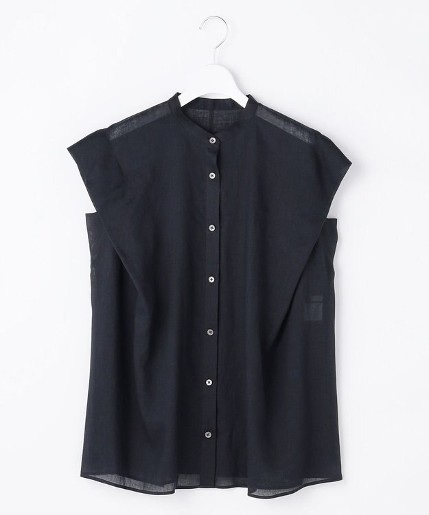 自由区 L 【WEB限定カラーあり】シアーラミーローンバンドカラー ブラウス ネイビー