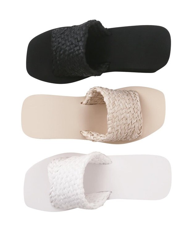 San-ai Resort（三愛水着楽園） 【SALE】スクエア編み込みビーチサンダル【San-ai Resort（サンアイリゾート）】 ベージュ