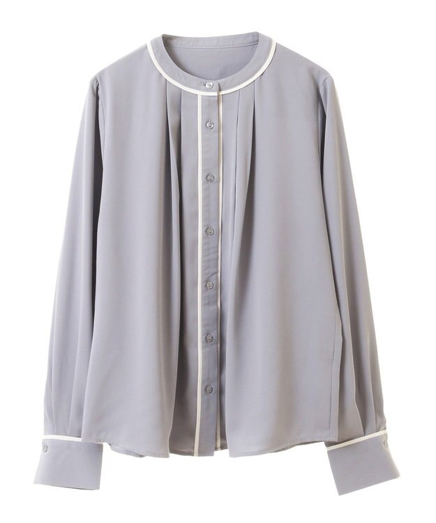 earth music&ecology バイカラータックブラウス Gray