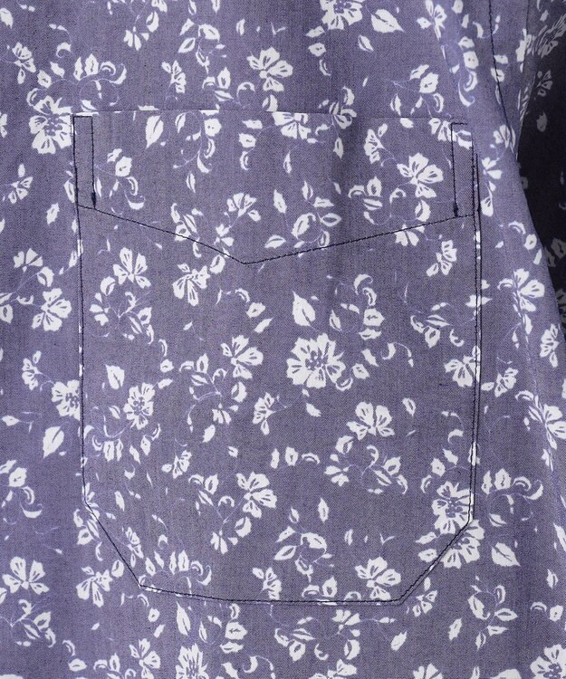 JOSEPH ABBOUD 【洗える】フラワーモチーフストレッチ シャツ ネイビー系5