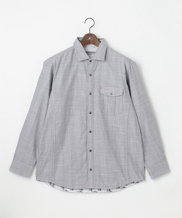JOSEPH ABBOUD 【キングサイズ・人気！1枚で2通りの着こなし】定番 リバーシブルシャツ ライトグレー系