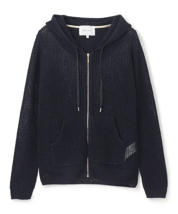 BEIGE， OPTICAL / ニットパーカー Navy