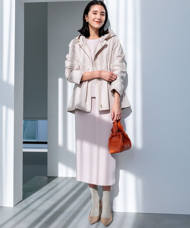 組曲 L 【フード取り外し可】2WAYショート丈ライトアウター ベージュ系