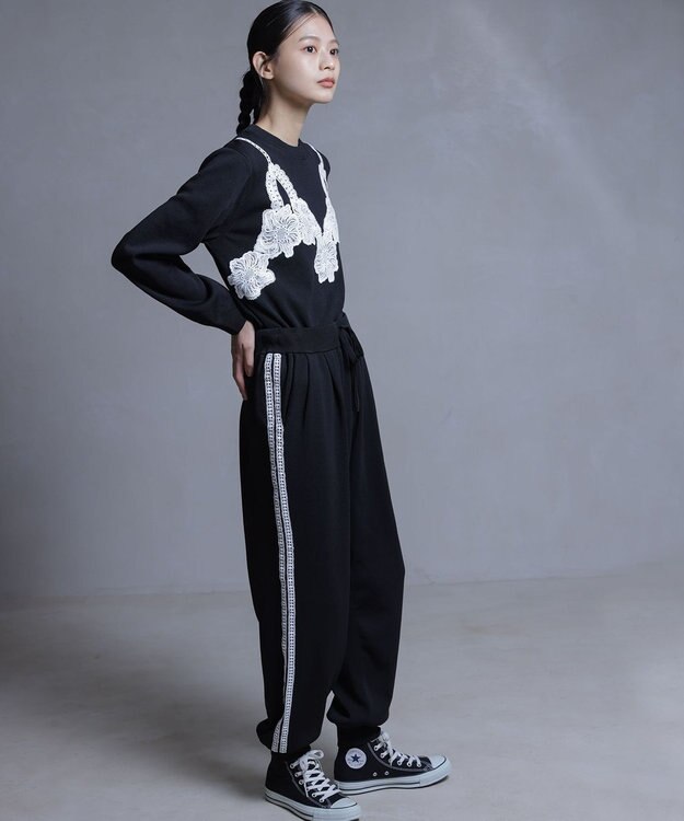 組曲 S 【組曲×setsuko sagittaire】レーシートラック プルニット ブラック系