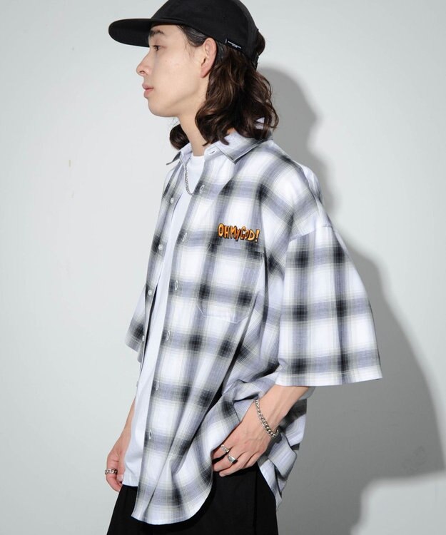 WEGO 【ユニセックス着用アイテム/綿100%/MLサイズ展開】別注NEW　JACKオンブレチェックシャツ（S） ホワイトチェック1