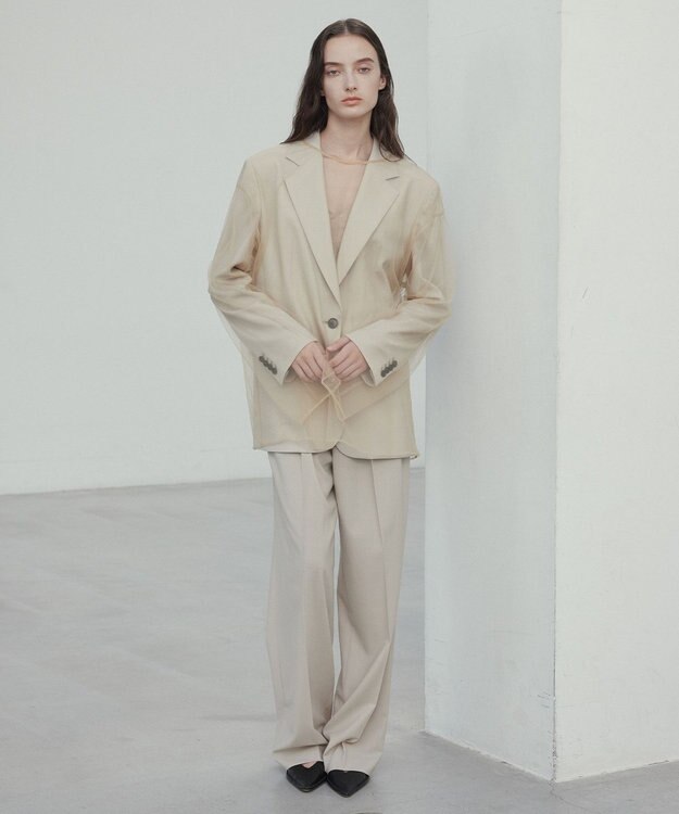 BEIGE， 【洗える・Oggi 6月号掲載】SILENE / オーバーサイズチュールブラウス Beige