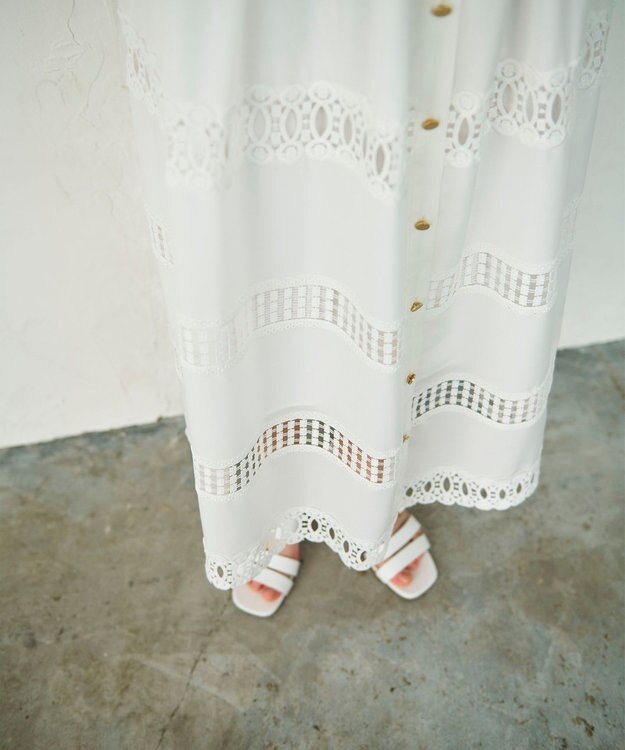 GRACE CONTINENTAL レース切替フレアワンピース ホワイト