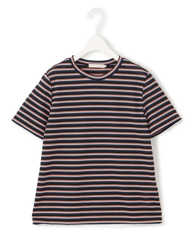 ICB L 【洗える】 シアーマルチボーダー カットソー モノトーンベース系