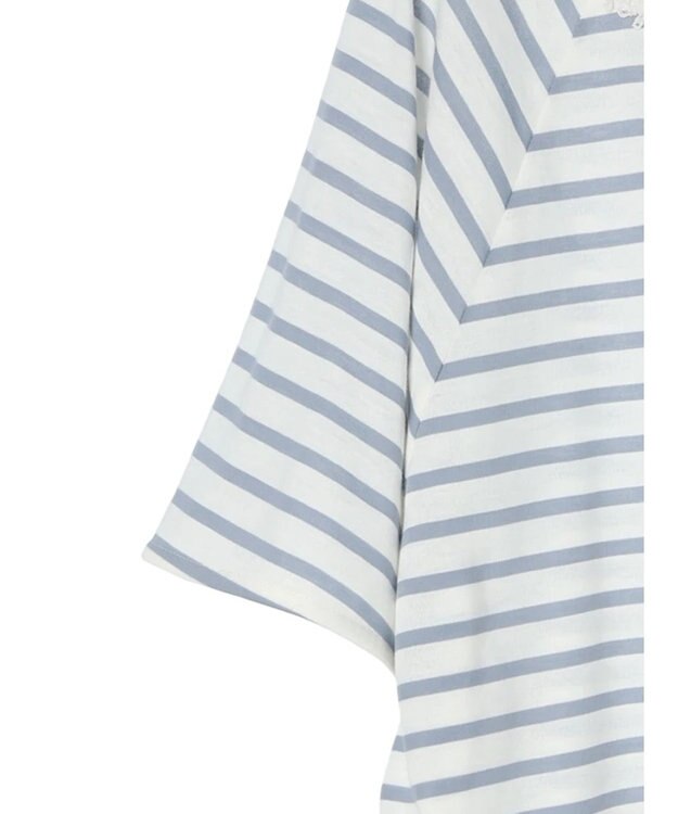 earth music&ecology 襟レースボーダーポンチョ Sax