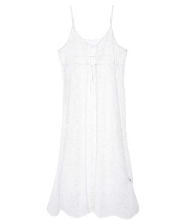 YECCA VECCA リーフ柄レースキャミワンピース Off White