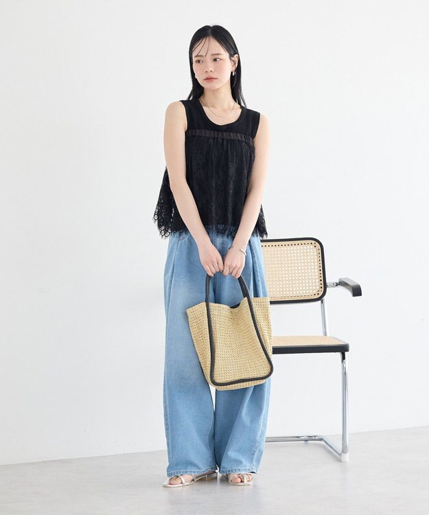 earth music&ecology レースレイヤードスカート Black