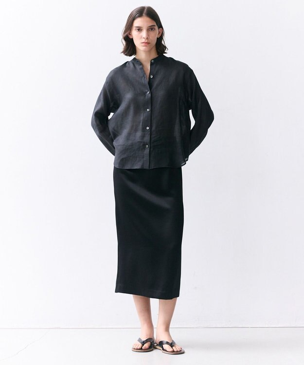 BEIGE， CASSITER / リネンブレンド サテンスカート Black