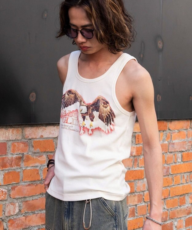 WEGO グラフィックリブタンクトップ オフホワイト