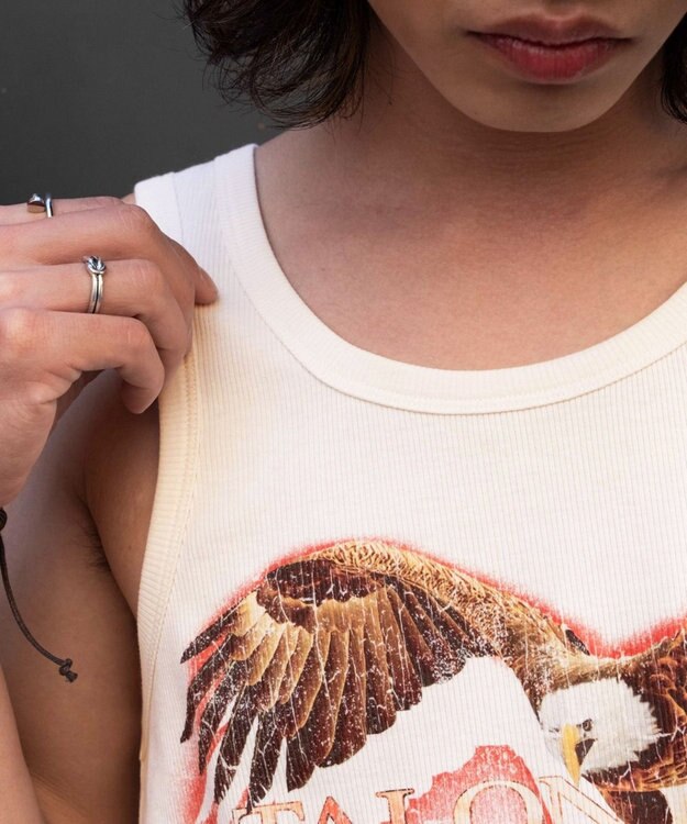 WEGO グラフィックリブタンクトップ オフホワイト