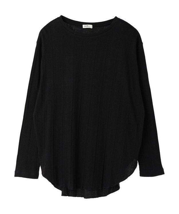 earth music&ecology コットンシアークルーネックプルオーバー Black