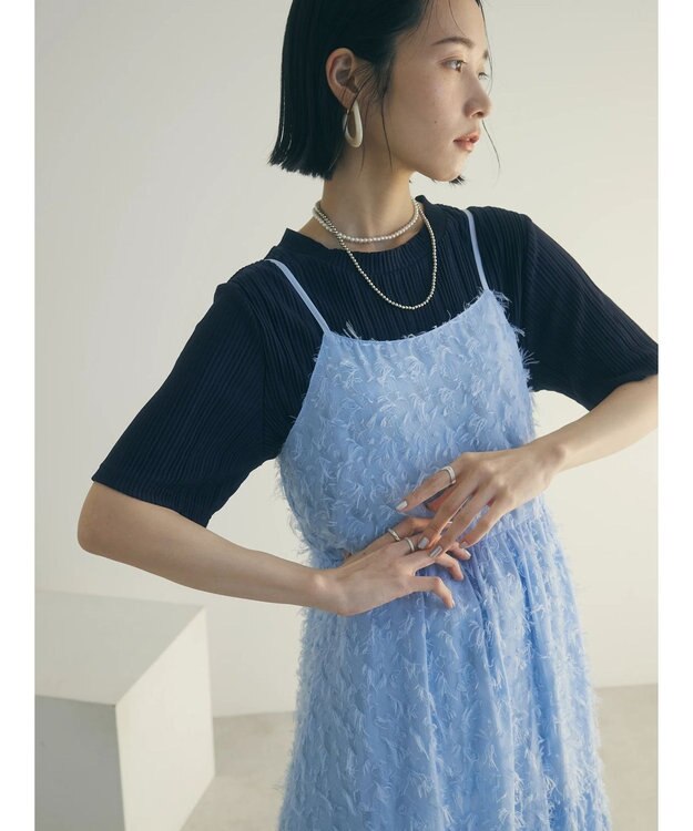 Green Parks armonia.フェザージャガードキャミワンピース Blue
