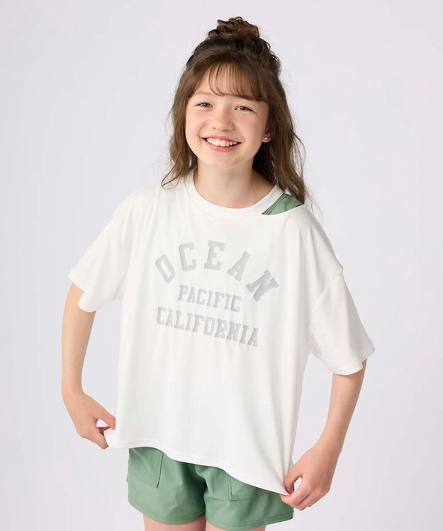 OP／FILA 【Ocean Pacific】Ｔシャツ付きセパレート水着3点セット オフホワイト