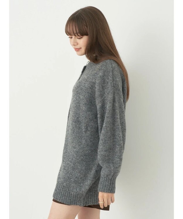 earth music&ecology ファンシーヤーンメランジカーディガン Dark Gray Mixture