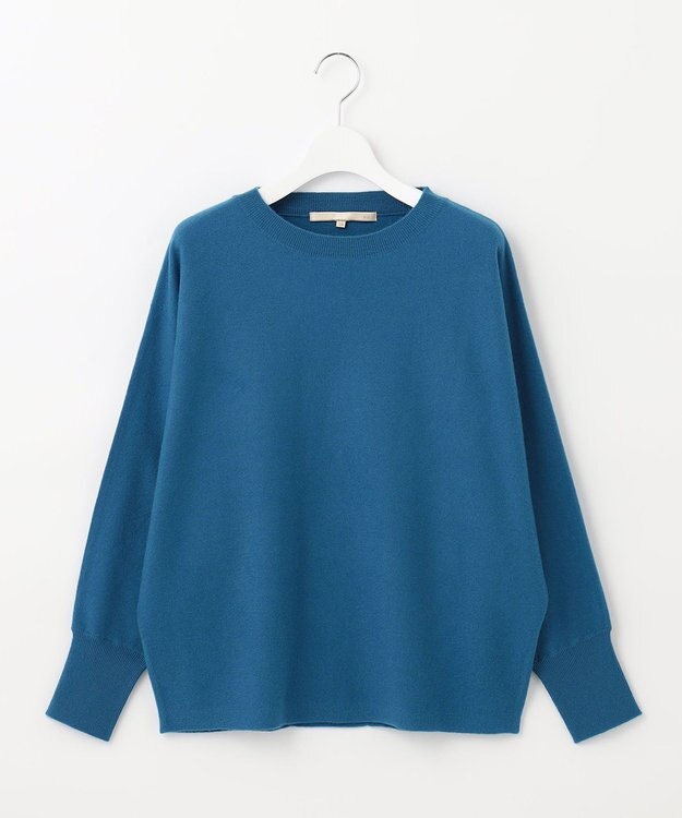 自由区 【洗える】ソフトウールハイゲージ ドルマンスリーブニット ブルー系