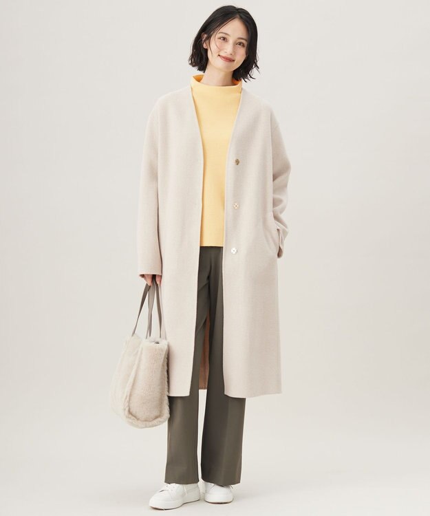 自由区 【セットアップ対応・洗える】ウールミラノボトルネック ニット クリーム