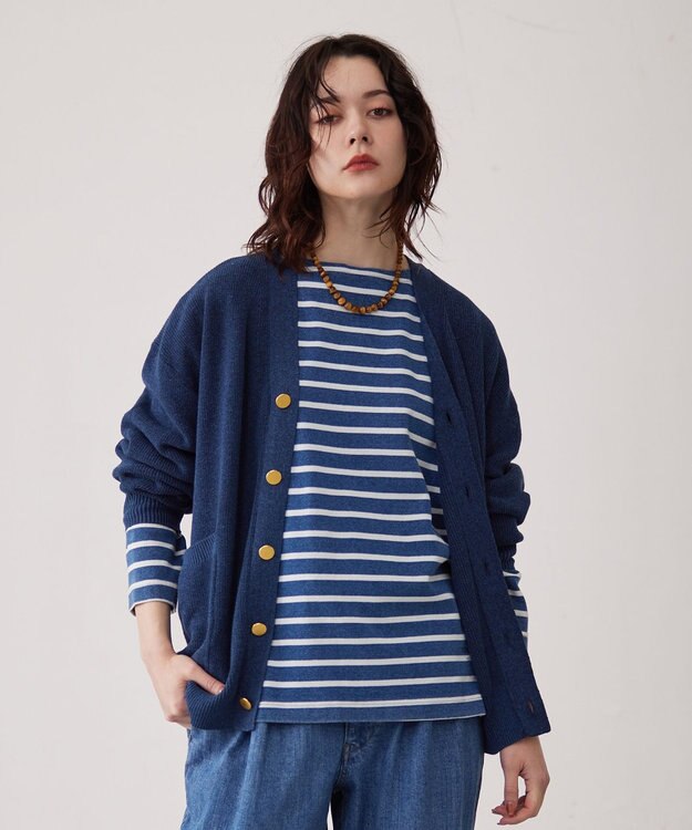 J.PRESS YORK STREET 【UNISEX】デニムルックカーディガン サックスブルー系