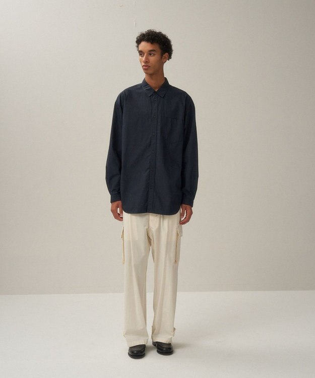 ATON SUVIN BROAD | ウォッシュドシャツ - UNISEX NAVY