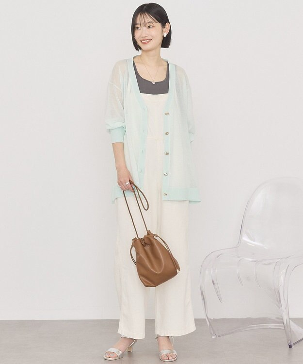 AMERICAN HOLIC メタルボタンシアーVネックカーディガン Sax