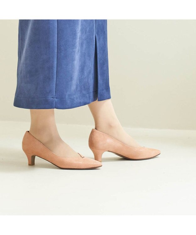 Riz raffinee <Riz raffinee>Vカットリザードプリントパンプス オレンジカタオシ