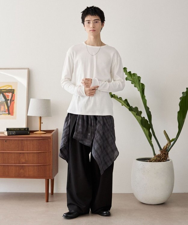 WEGO タイトフィットリブT（長袖） ホワイト